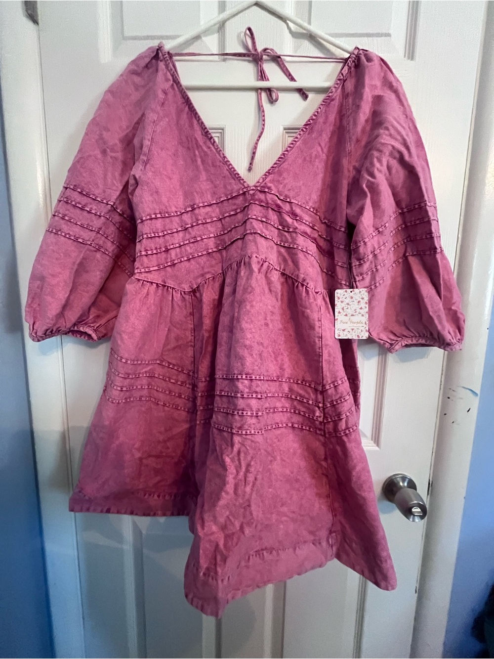 NWT Free People Mini Dress long sleeves Sweet Surrender size Large 100% Cotton - Picture 3 of 11